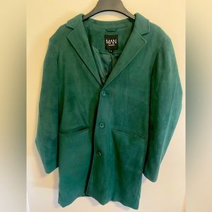 Forest Green BoohooMAN Trench Coat Men’s